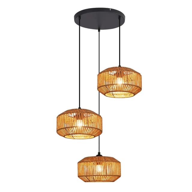 NETTLIFE Pendelleuchte aus Rattan L150cm Schwarz 40W