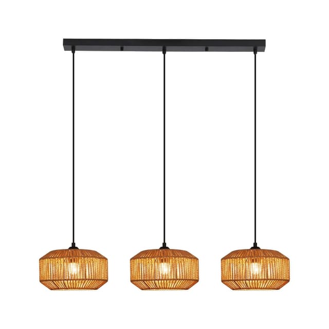 NETTLIFE Pendelleuchte aus Rattan L150cm Schwarz 25W H15cm