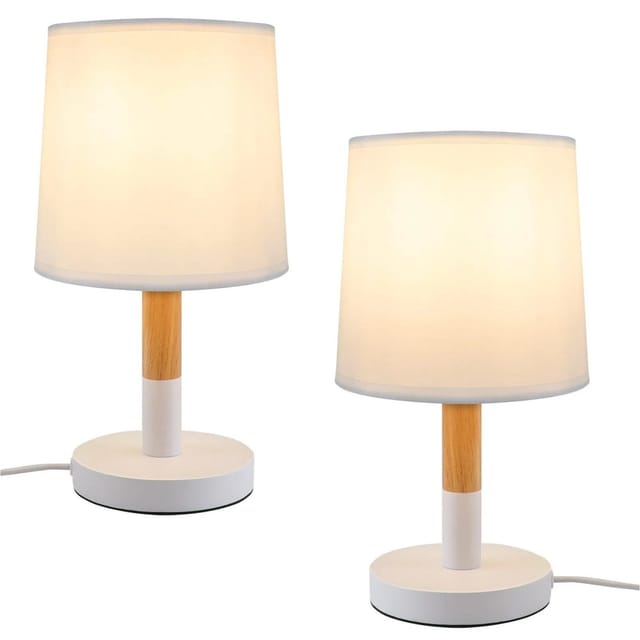 NETTLIFE Tischlampe aus Holz L28cm Weiß