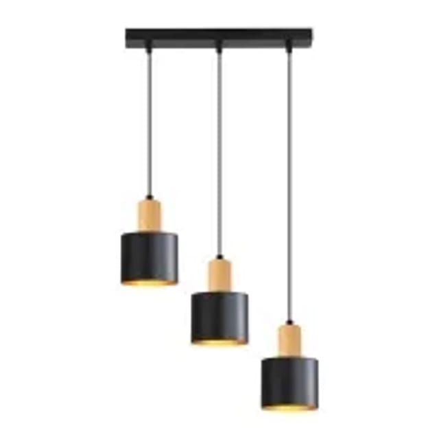 NETTLIFE Pendelleuchte aus Metall L174cm Schwarz 25W 3 Flammig B40cm Modell P201270340ZH