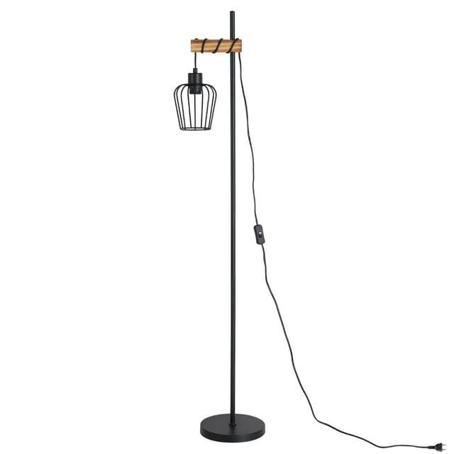 NETTLIFE Stehlampe aus Holz L140cm Schwarz