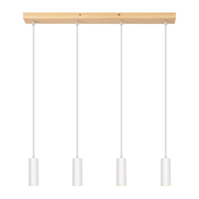 NETTLIFE Pendelleuchte aus Holz und Metall L170cm Weiß