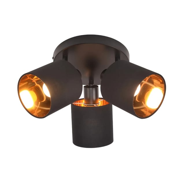 Nettlife Siegfried Deckenstrahler aus Metall Schwarz 25 cm 3 Flammig