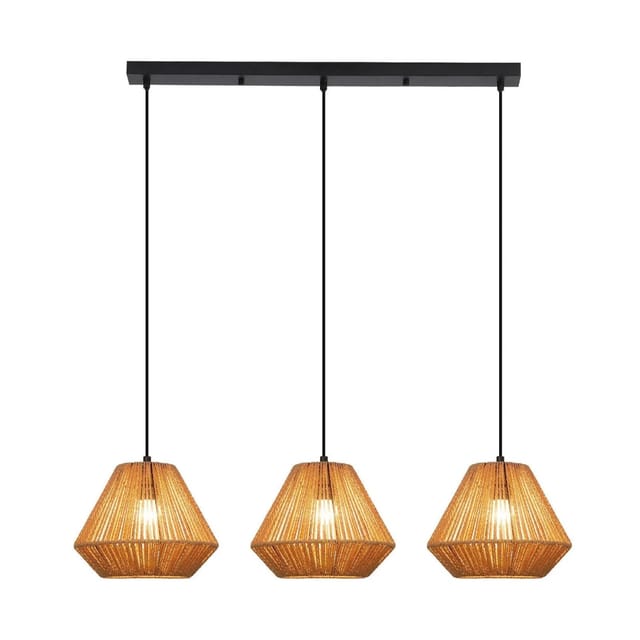 NETTLIFE Pendelleuchte aus Rattan L150cm Schwarz 25W H25cm