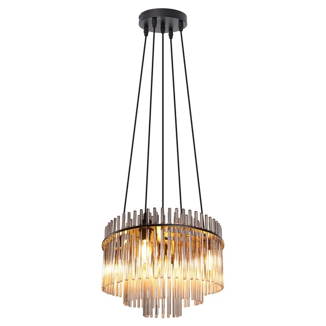Nettlife Casey Kronleuchter aus Metall Schwarz L 48 cm E14 max. 25 W