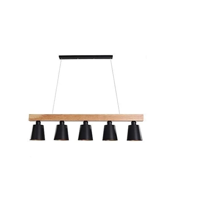 NETTLIFE Pendelleuchte aus Holz und Metall L100cm Schwarz