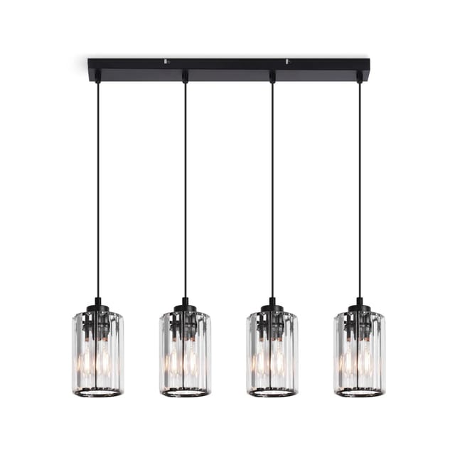 NETTLIFE Pendelleuchte aus Metall L140cm Schwarz 4 Flammig