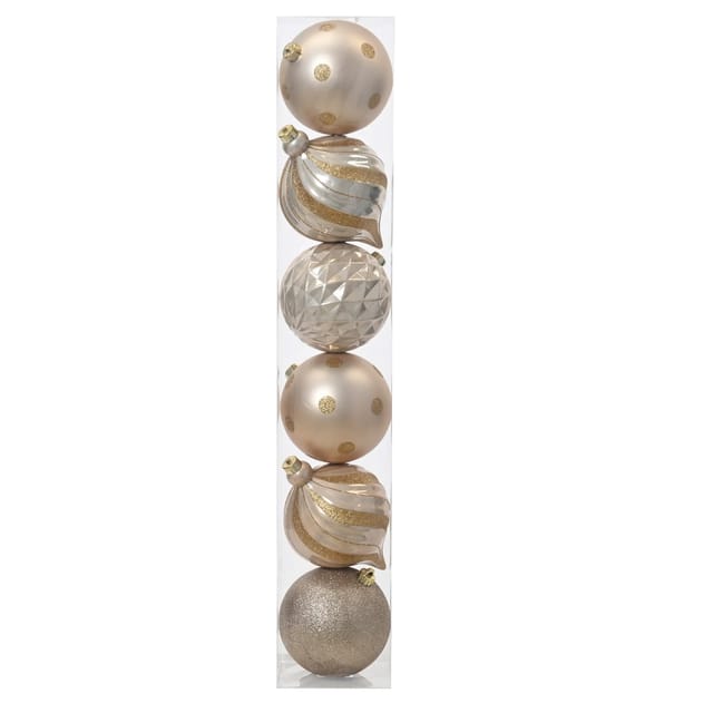 Decoris Weihnachtskugel Kunststoff Ø 15 cm Beige 6 Stück