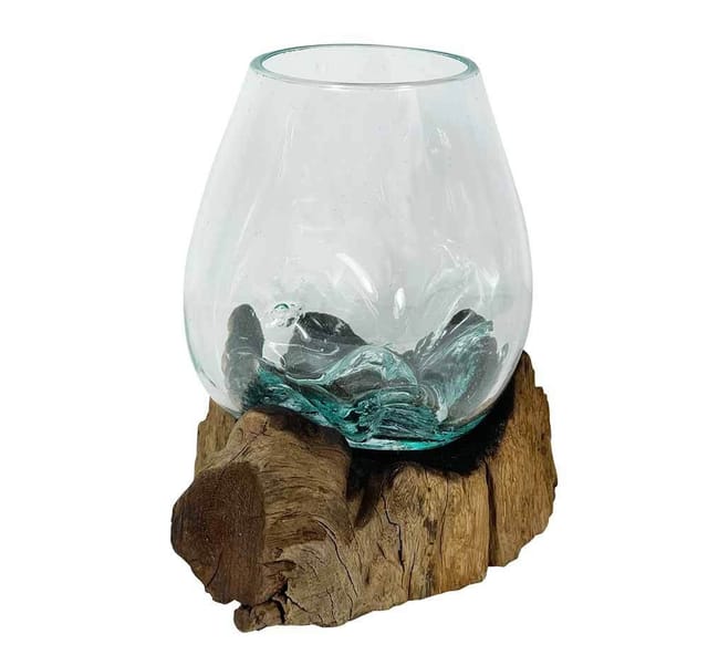 Wurzel mit Glasvase Wurzelholz Kaffeebaum Massiv Dekovase Glas Naturdeko