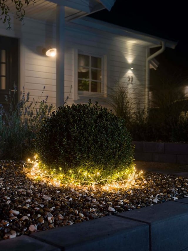 KONSTSMIDE LED-Lichterkette Weihnachtsdeko aussen, 200-flammig, Micro LED Büschellichterkette Cluster, mit Aufroller