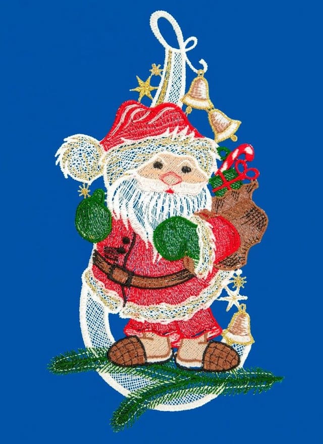 W. Reuter & Sohn - Plauener Spitze® Fensterbild Weihnachtsmann, Made in Germany