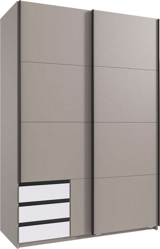 Wimex Schwebetürenschrank Bahamas, Kleiderschrank in den Breiten 135cm und 180cm erhältlich inkl. drei farblich abgesetzter Schubladen