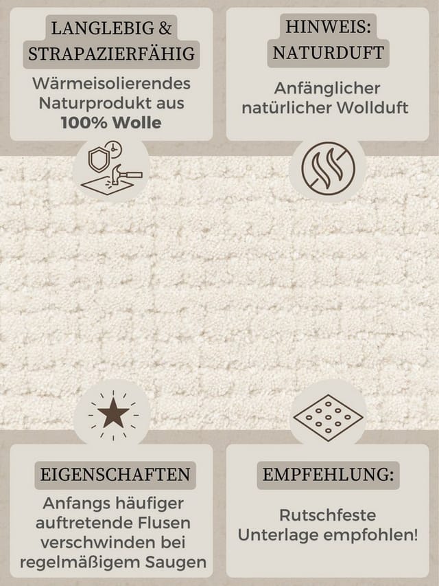 HANSE Home Wollteppich Eloise, rechteckig, Höhe: 17 mm, Wolle, Naturteppich, Handgemacht, Wohnzimmer, Schlafzimmer, Hygge