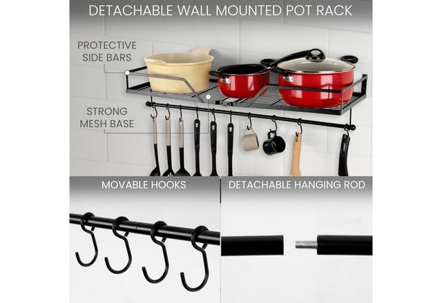 Belle Vous Regalelement BELLE VOUS 3-in-1 Hanging Pan Rack with