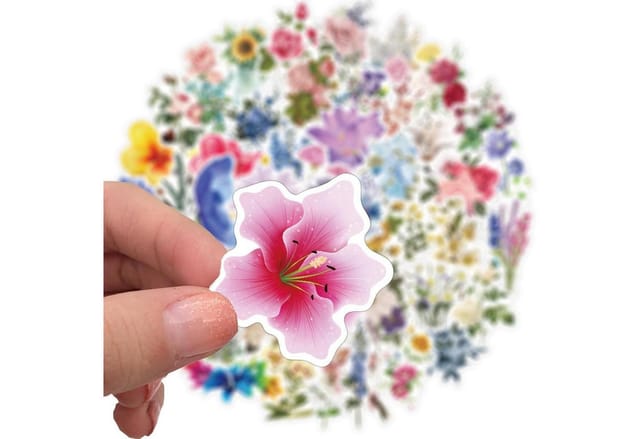 LuxusKollektion Aufkleber Sticker 50er Floral Vinyl Wasserdicht Wiederverwendbar Blumenaufkleber