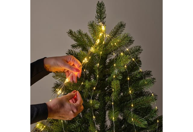 Lumineo LED-Lichterkette Lumineo Lichterkette TREE LIGHTS 408 LED 1,8 m warm weiß, Silberdraht, 12 Lichtstränge, Indoor/Outdoor, Baum: 180 cm, Timer
