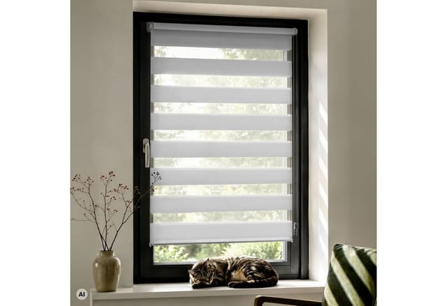 Doppelrollo Zevra Doppelrollo Duo Rollo 35x160cm hellgrau hellgrau, Victoria M., halbtransparent, ohne Bohren, freihängend, verschraubt, Feuchtraumgeeignet, Sichtschutz oder Durchsicht
