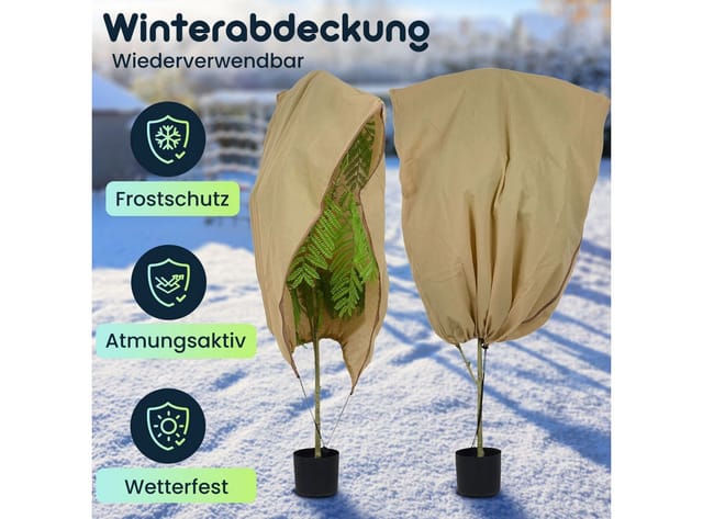 shop'n smile ideoon Winterschutzhaube Pflanzenschutzhüllen Frostschutzhauben 100x80cm Pflanzen Kübelschutz (6-St., 2er- Set & 6er-Set), Atmungsaktiv/aus robustem Vlies/wasser- und lichtdurchlässig