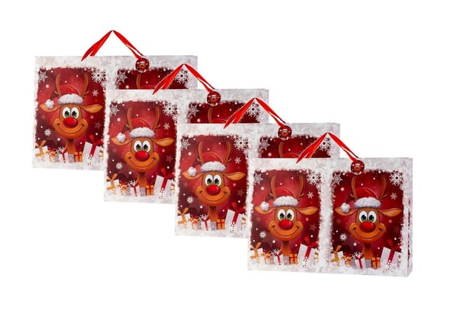 Geschenkestadl Geschenkpapier Geschenktüte Weihnachten Lustiges Rentier M - XXL, Geschenkverpackung, (4St)