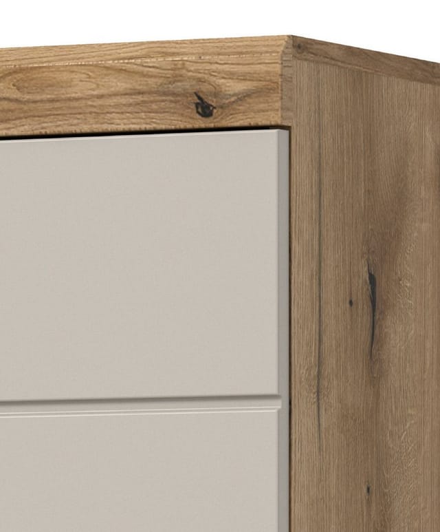 Inn.Furn Badmöbel-Set Shawn, (Badezimmer in Eiche und Sand / Kaschmir, Komplett-Set 4-teilig, 190 x 191 cm), inklusive Waschmaschinenschrank