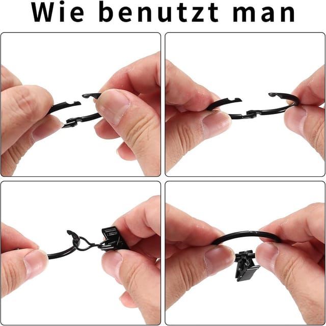 FELIXLEO Gardinenring 42 Stk Gardinenringe Metall Vorhangringe Clips Haken Silber