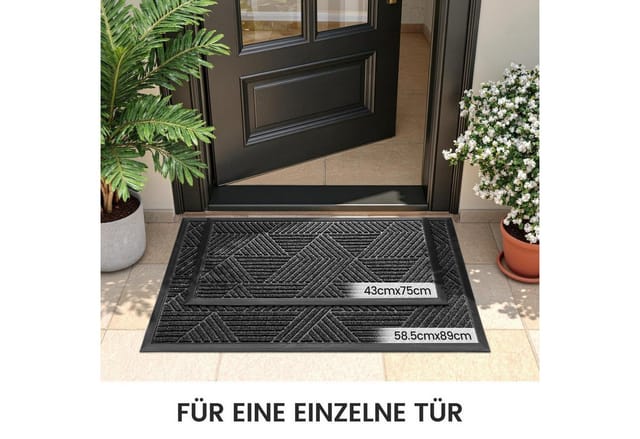 LuxusKollektion Fußmatte Fußmatte Außen Schmutzfangmatte Grau 59x89cm, rechteckig, Höhe: 8 mm