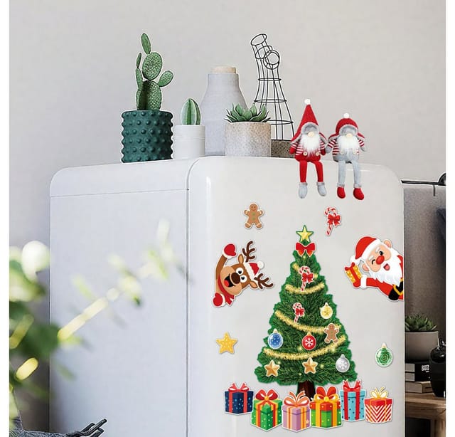 Bomiclss Magnet Kühlschrankmagnete Weihnachten, Weihnachtsdeko Magnet Set, mit Weihnachtsmann, Rentier & Weihnachtsbaum, Festliche Magnetdeko