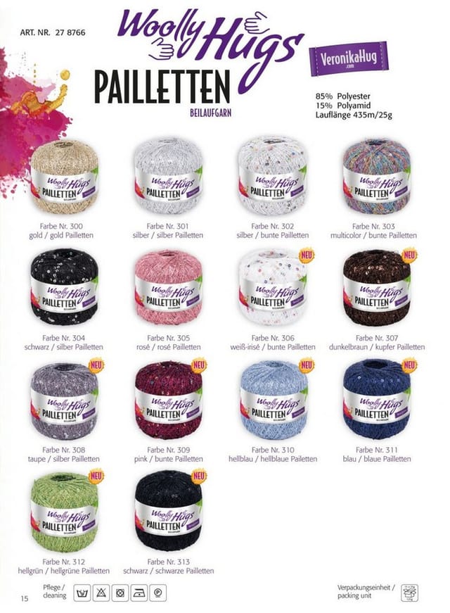 Woolly Hugs Woolly Hugs Pailletten Beilaufgarn Häkelwolle, 0 m (Eingearbeitete Pailletten setzen dekorative Glanzakzente, Pailletten-Beilaufgarn 25 g), 25 g