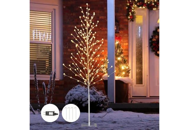 COSTWAY LED Baum Birkenbaum mit warmweißen LEDs, Metallständer, für Weihnachten, 55cm