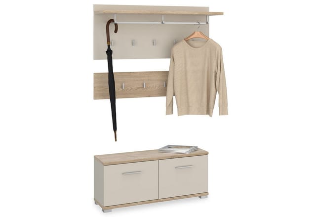 IDIMEX Wandgarderobe BILBAO, Garderobenset Flurgarderobe Sitzbank Cremona Eiche/ Kaschmir