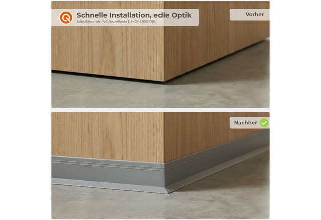 Quest Sockelleiste Weichsockelleiste Selbstklebend Dekor 50x20 mm, L: 500,00 cm, H: 5,00 cm, Packung, 1-St., wasserfest, UV-beständig, für Küche & Bad
