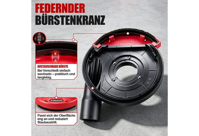 XIIW Winkelschleifer 2× Diamant Schleiftopf 125mm mit Absaughaube & 4 Adapterring für Beton, (Set, 9 tlg., Staubschutzhaube Set mit Bürstenkranz Staubabsaugung), für Beton, Fliesen, Stein, Estrich