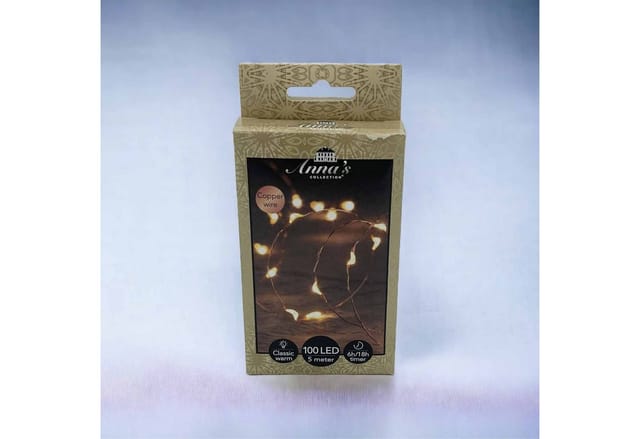Coen Bakker Deco BV LED-Lichterkette LED Wire, Batterie Draht kupferfarben 100 LED classic warm 4,95m Timer