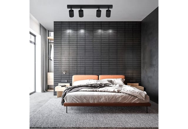 Nettlife Deckenstrahler Modern Schwarz GU10 Rechteckig 4flammig, Schwenkbar 350°, LED wechselbar, Schlafzimmer Küche Flur