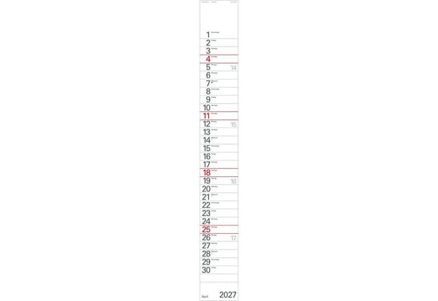 Korsch Verlag Wandkalender Streifenplaner Blau 2027