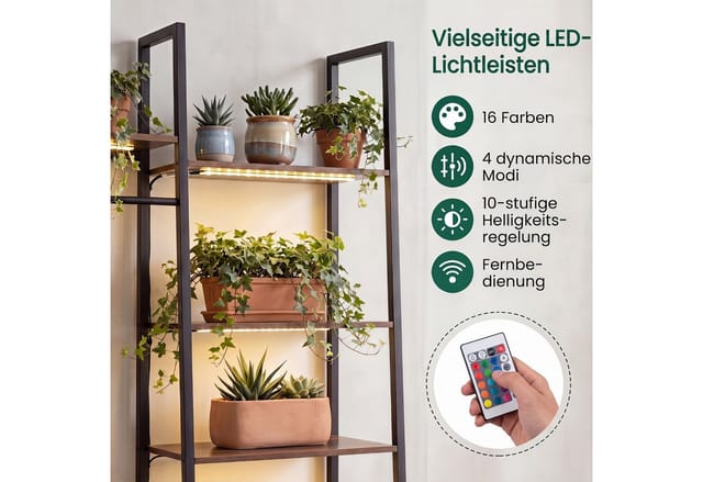 KOMFOTTEU Blumenständer, Pflanzenständer mit Wachstumslicht, 7-farbige LED-Leuchte & 4 Modi