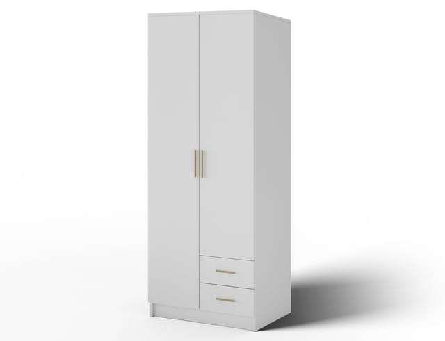 MOEBLO Drehtürenschrank Aurelio 80 (80 cm breit, mit 2 Schubladen kompakter Kleiderschrank mit 2 Schubladen, Einlegeböden und Kleiderstange) (BxHxT): 80 x 206 x 52 cm