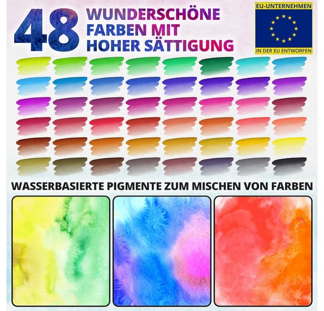 Generic Buntstift Aquarell-Pinselstifte, 48 lebendige Farbmarker mit weicher Spitze und, (1-tlg)