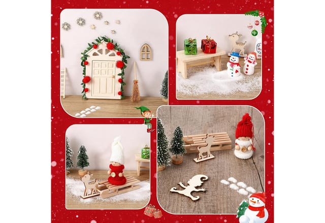 GarveeMore Wichteltür 68-teiliges Weihnachts-Set mit Wichtelbaustelle (68 St., 68-teiliges Wichtel-Zubehör), Inklusive Wichtel-Baustelle und Wichtelbriefen