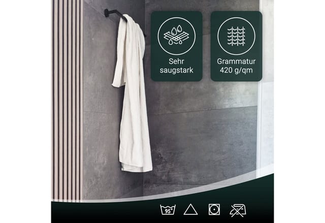 ZOLLNER Saunatuch, Walkfrottier (2-St), 70 x 200 cm, 100% Baumwolle, alle Farben bis 95°C waschbar