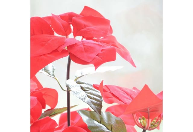 Licht-Erlebnisse Tischleuchte LED BLUME, LED fest integriert, Warmweiß, Tischlampe LED Deko Weihnachtsstern Rot Gold 43 cm