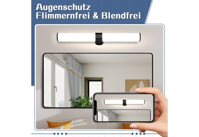 Nettlife LED Spiegelleuchte Bad Spiegellampe Badleuchte Chrom Wandlampe, LED fest integriert, Neutralweiß, für Küche schrank Keller
