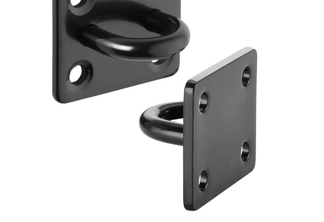 SO-TECH® Montagezubehör Befestigungs- und Zurröse für Sonnensegel, Sandsack, Seilzug (2 St), 35 x 30 mm Ankerplatte aus V2A Edelstahl SS304 schwarz