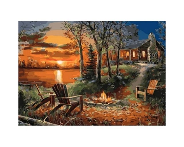 Pracht Malen nach Zahlen PRACHT Diamond Painting Lagerfeuer am See 40x30cm