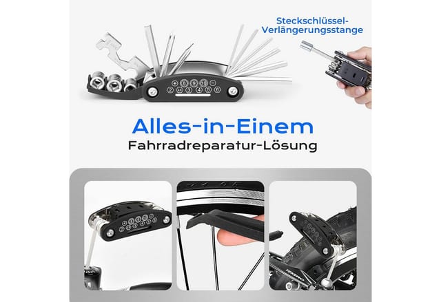 Fyrove Fahrrad-Reparaturset Fahrradwerkzeugset, Reparatursatz, 16-in-1 Werkzeuge, fahrrad werkzeug, Fahrradwerkzeug Tool, Fahrrad-Multitool Kit Multifunktionswerkzeug für Mountainbike