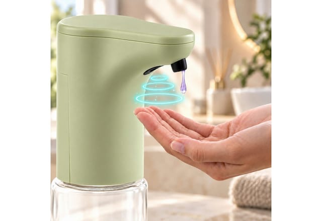 Floordirekt Seifenspender Automatischer Sensor-Seifenspender Elara für Flüssig 300ml 5 Farben, Berührungslose Dosierung, Füllstand sichtbar