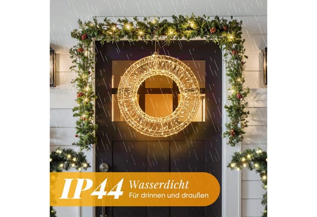Salcar LED-Lichterkette Lichtkranz LED 3D-Dekokranz Weihnachtskranz Hängekranz Innen & Außen, 2er-Set Ø35cm 720 LED 8 Modi Timer und Memory Hängekranz Lichterkreis