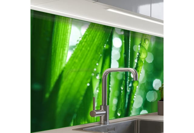 KitchenYeah Küchenrückwand Muster selbstklebend (keine Folie) Natur - Gras - Grün, (1-tlg), Spritzschutz, Küche, Rückwand, Küchenwand, Küchenfront, 30x20 cm