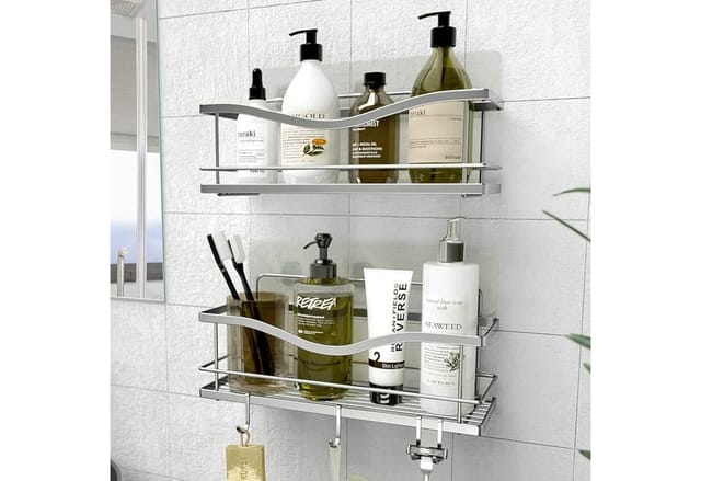 Kincmax Duschablage KINCMAX Duschablage 2er Set ohne Bohren Edelstahl mit Haken, 2-tlg.