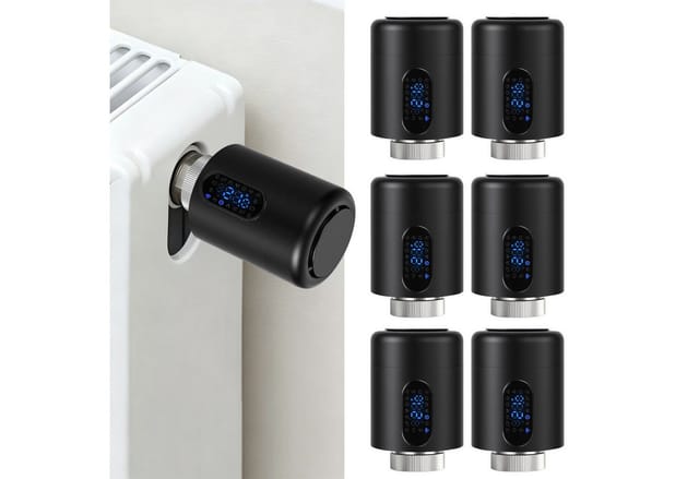 Clanmacy Heizkörperthermostat Smartes Thermostat WiFi, App-Steuerung, Smart Life/Tuya, Schwarz, 6er, (42 St)